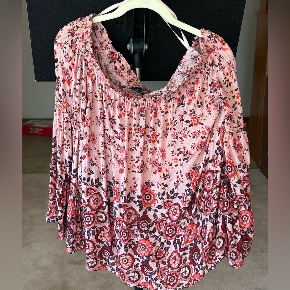 Curation off the shoulder blouse  - Pink and Red
